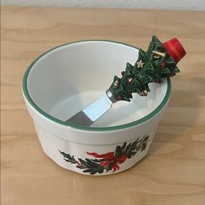 Retired Pfaltzgraff Christmas Heritage Dip Set with Christmas Tree Spreader
